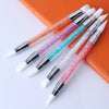 A set of dual-ended silicone head nail art dotting pens with crystal handles in various colors