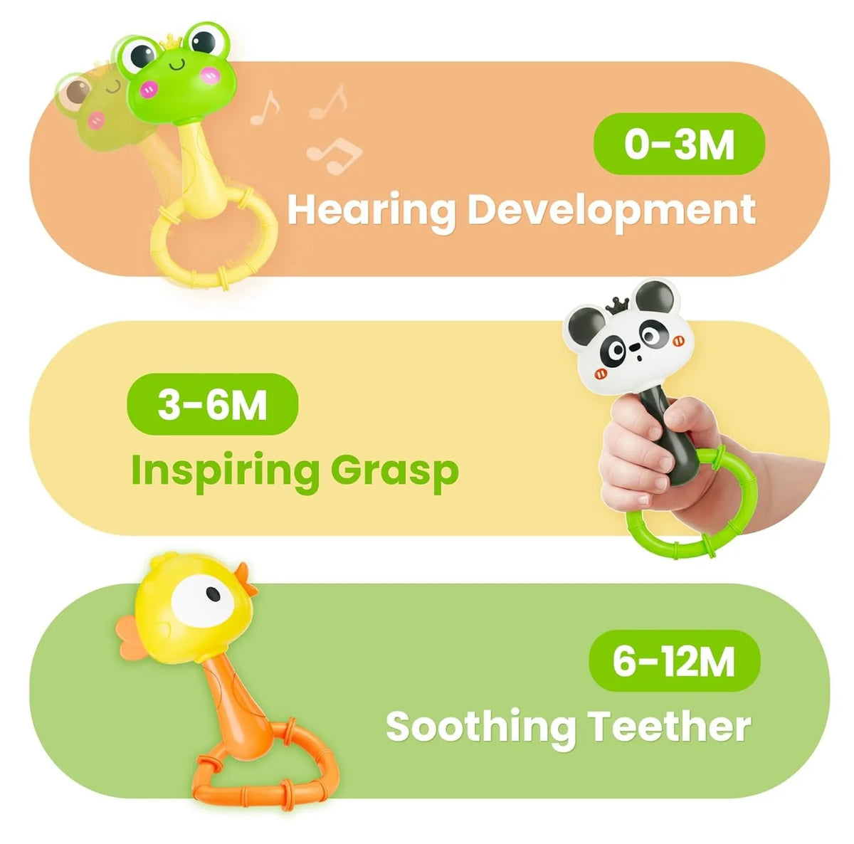 Animal Rattle Teether Toy for Babies – Sensory Development Gift