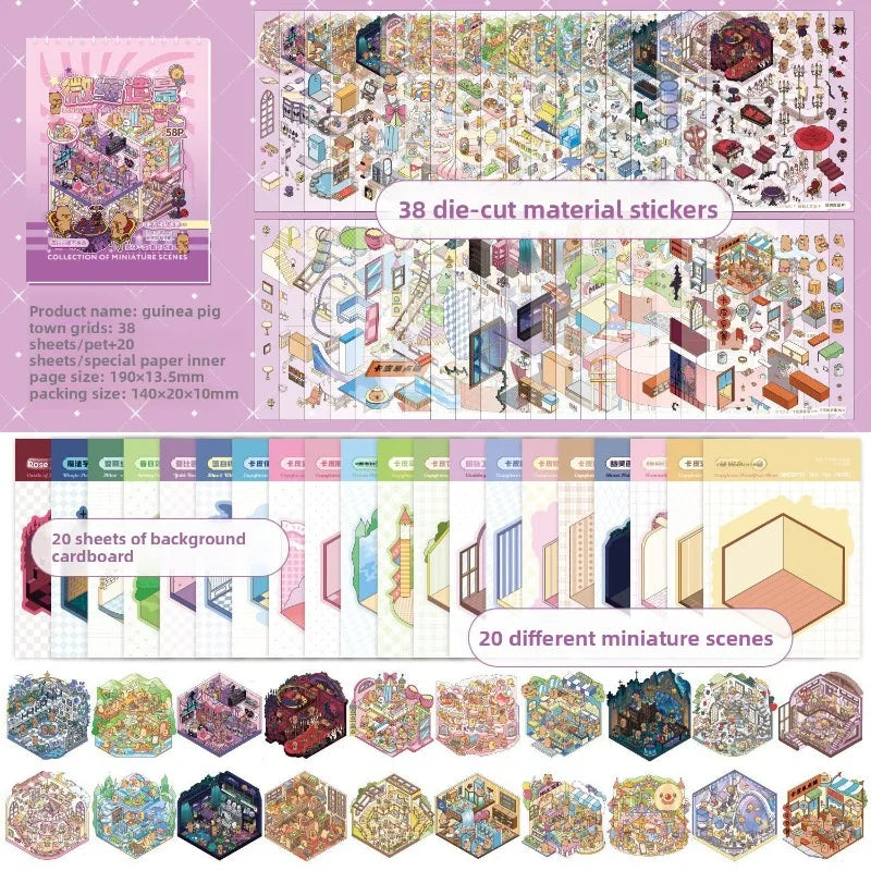 3D Landscape Sticker Collection Book for Scrapbooking & Journaling