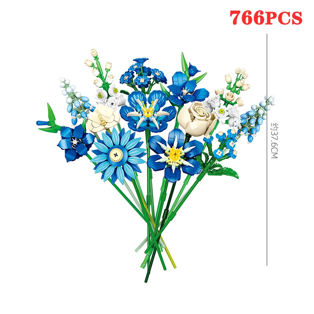3D Eternal Flower Bouquet Building Block Set