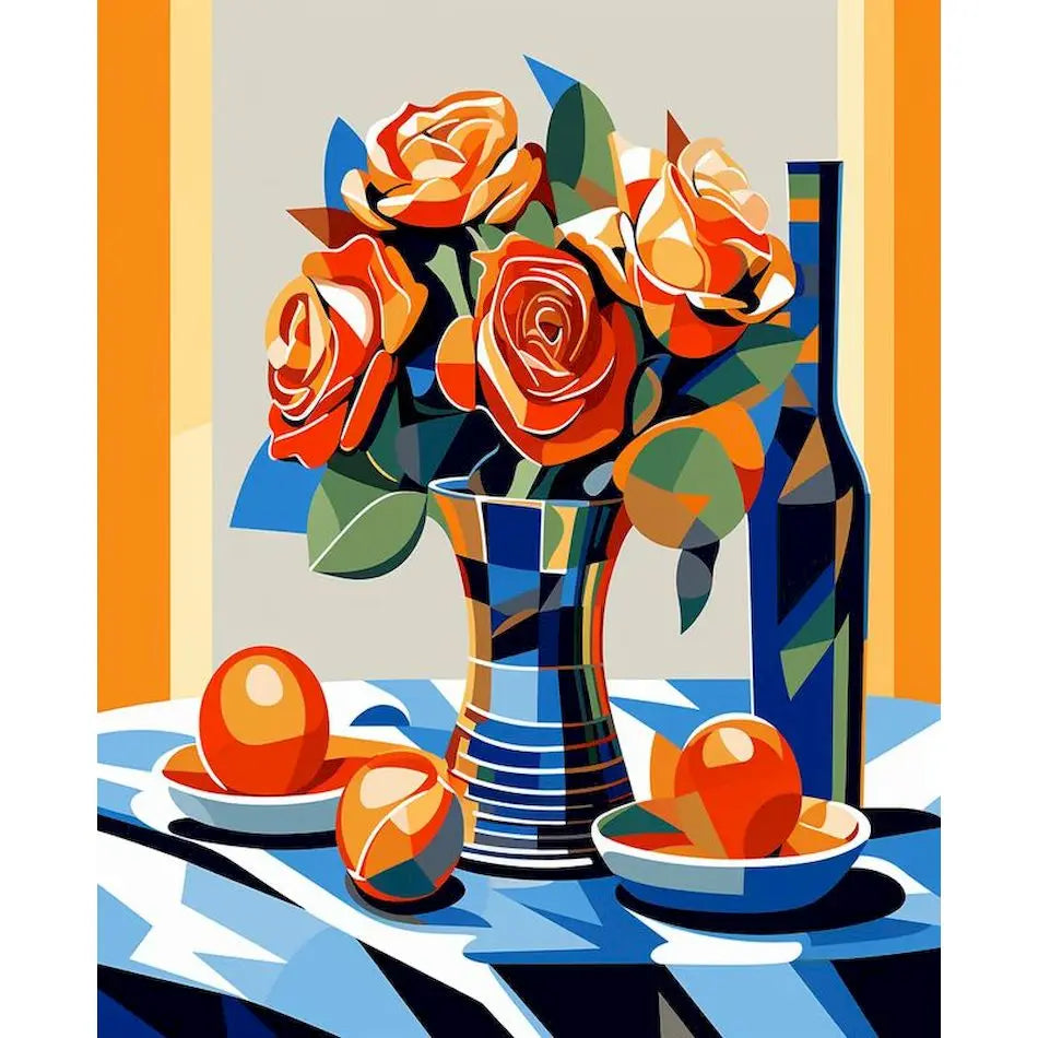 DIY Paint by Numbers Kit | Flowers in Vase | Acrylic Canvas Art with Frame