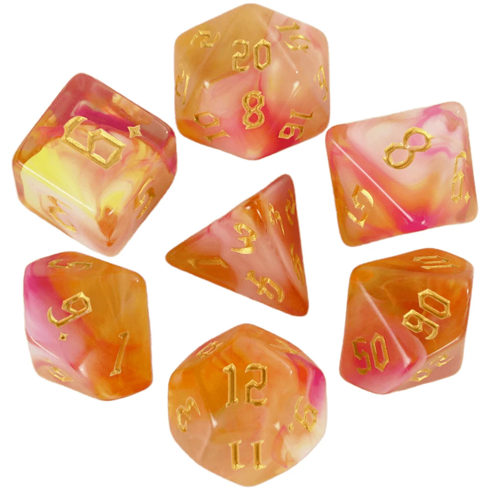 7-Piece Multicolor Polyhedral Dice Set for RPG and Tabletop Games