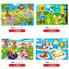 Four wooden animal jigsaw puzzles featuring jungle, farm, and zoo animals.