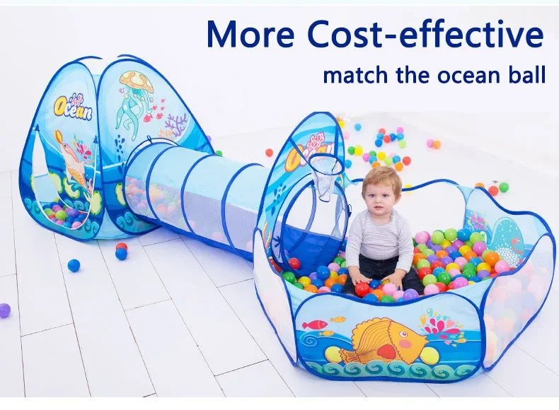 3-in-1 Kids Ball Pit Play Tent with Tunnel