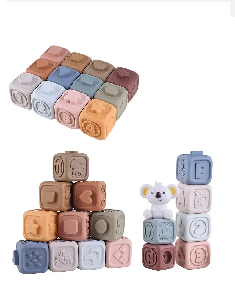 Soft Silicone Building Blocks for Babies - Stacking & Teething Toy