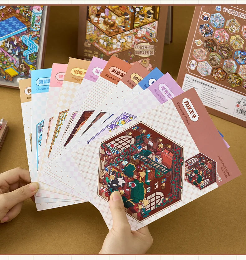 3D Landscape Sticker Collection Book for Scrapbooking & Journaling
