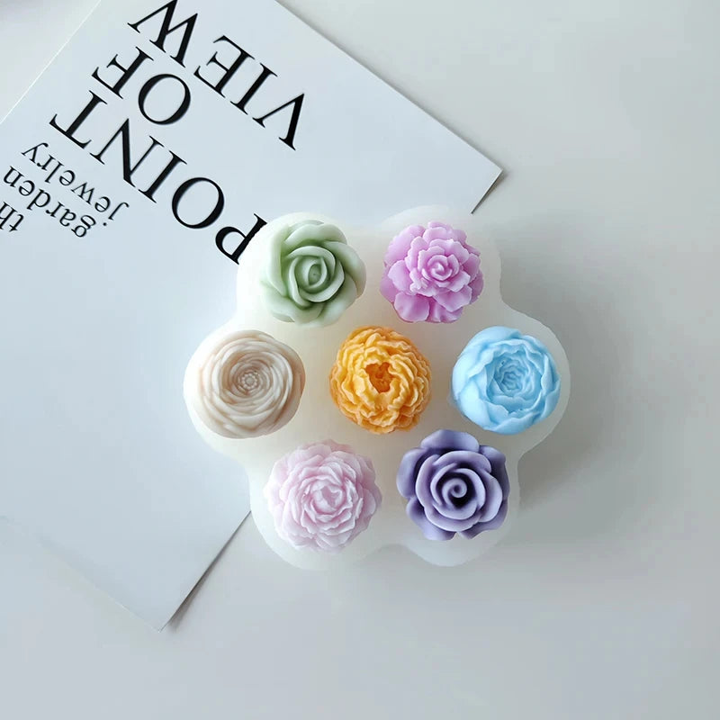 7-in-1 Flower Silicone Mold for Candles, Soap & Resin Crafts