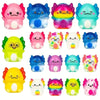 A collection of colorful squishy slow-rise stress relief toys shaped like cute newt figurines for kids and adults.