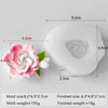 A white silicone mold shaped like a multi-flower for crafting, with dimensions and weight listed.