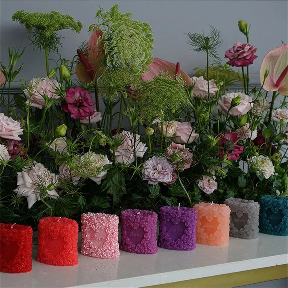 3D Rose Pillar Candle Silicone Mold for DIY Crafting
