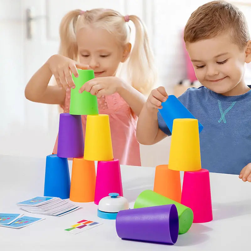 Stack Cup Speed Game with Color Recognition Cards