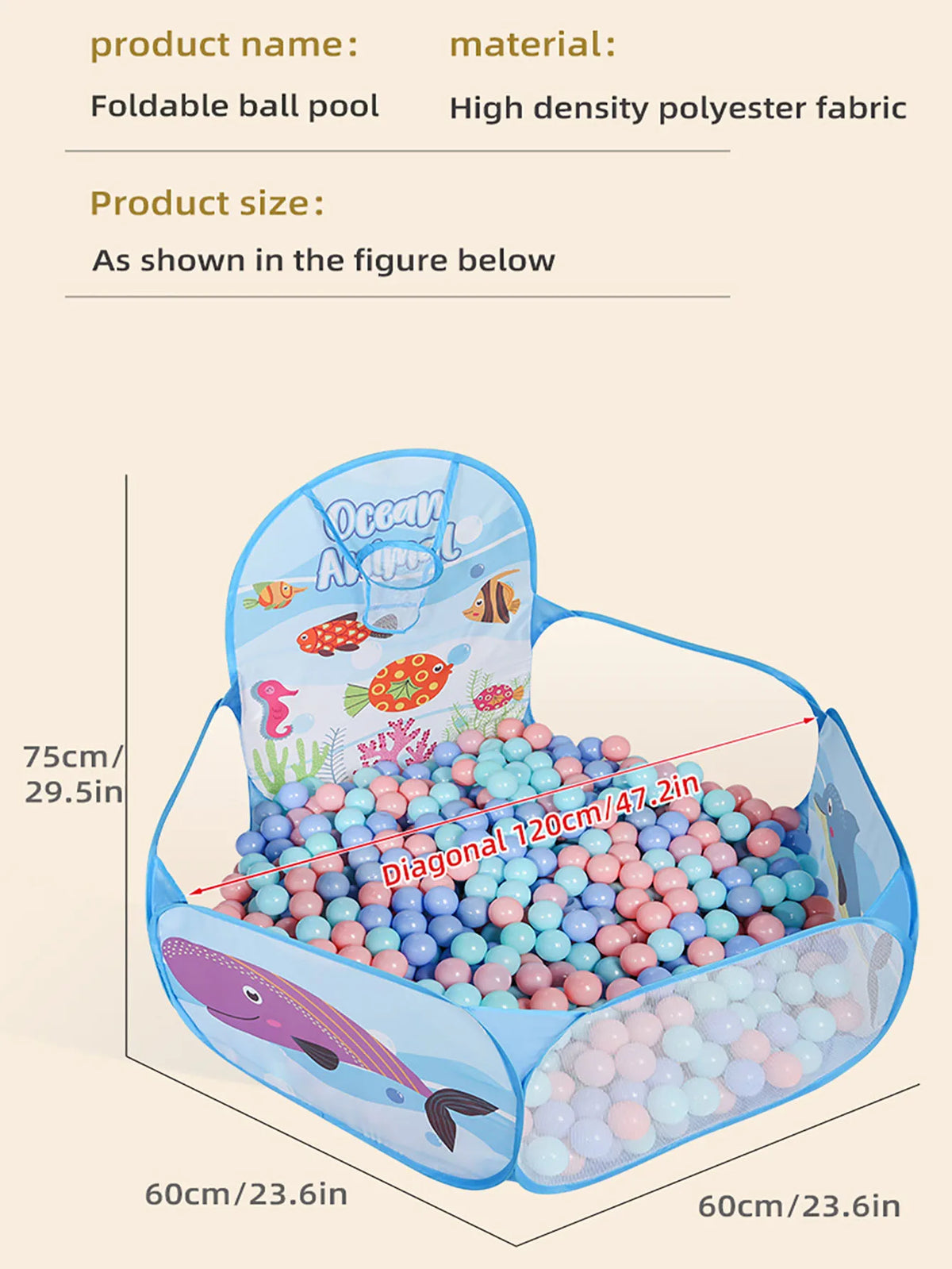 Foldable Kids Ball Pit with Basketball Hoop