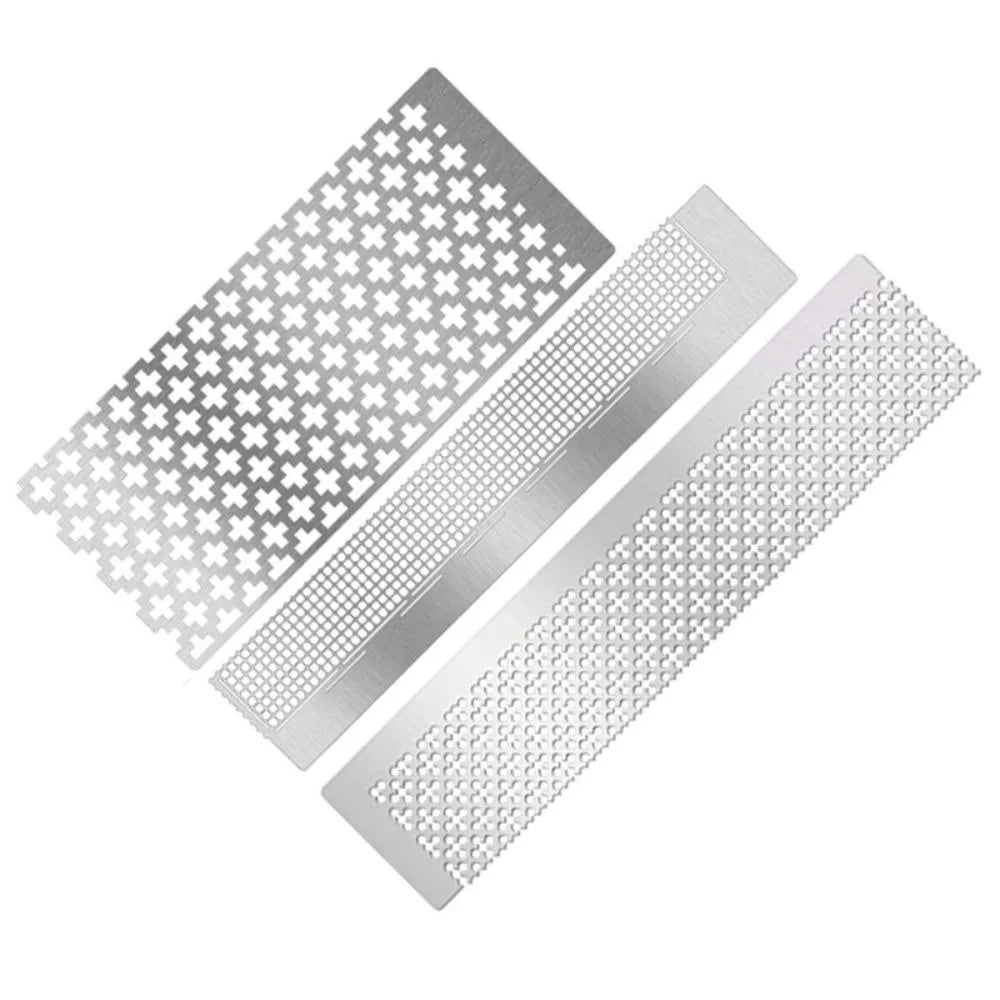 Three stainless steel cross rulers for diamond painting displayed diagonally.
