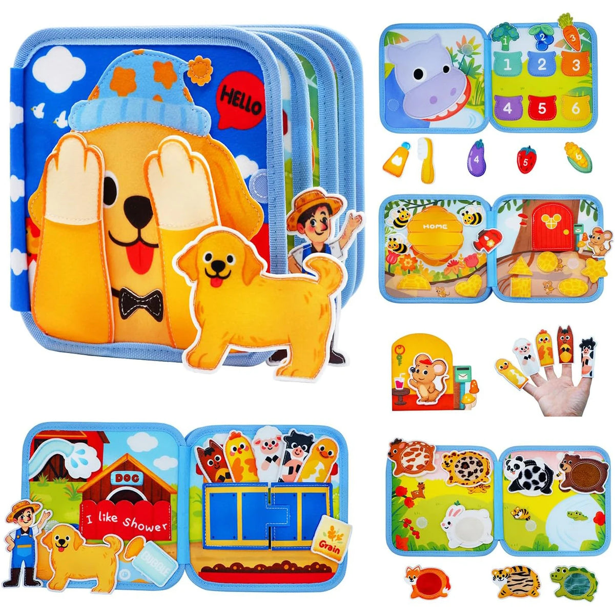 Felt Busy Book for Toddlers – Montessori Sensory Learning & Life Skills Activity Board
