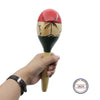 Hand-painted wooden maracas pair featuring a red and black design.