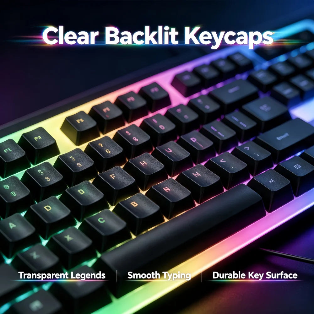 RGB Backlit Wired Keyboard with Mechanical Feel