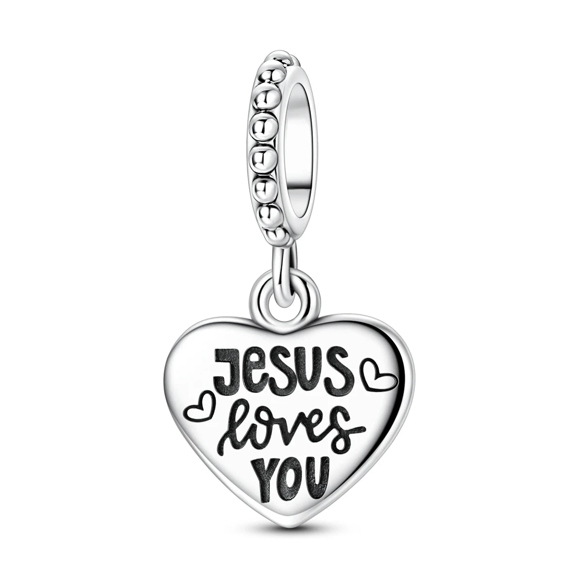 925 Sterling Silver Heart Charm Beads for Bracelets and Necklaces