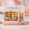 Wooden Dollhouse Kit with Furniture and Lighting
