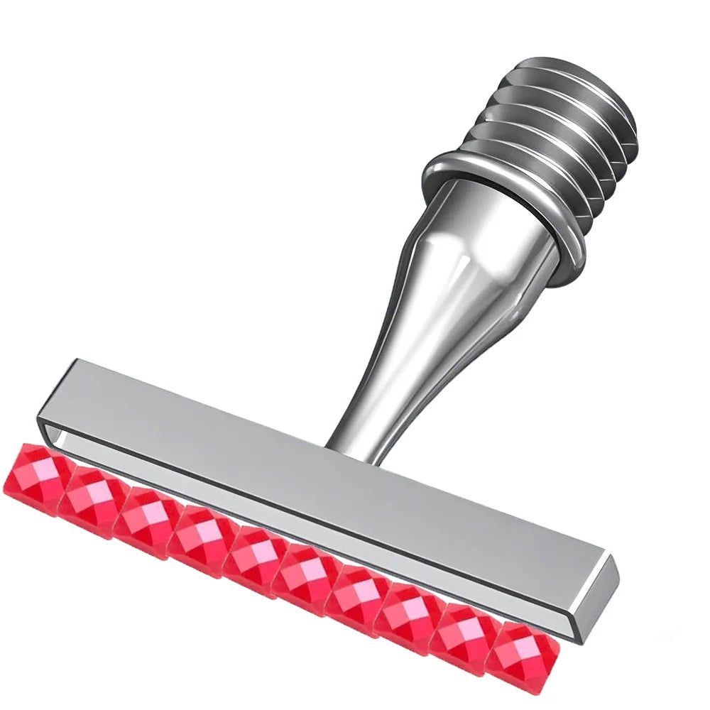 Ergonomic resin diamond art pen with interchangeable stainless steel tips shown in a close-up view.