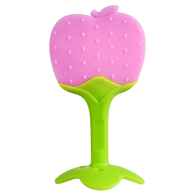 Strawberry-Shaped Silicone Baby Teether for Soothing Gums