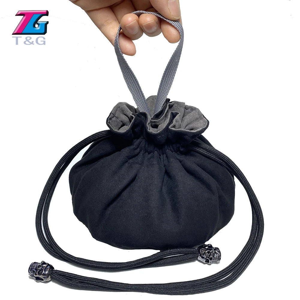 Velvet Dice Storage Bag with Interior Pockets