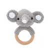 Crochet Bunny Rattle & Teether Toy with Wooden Ring
