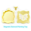 A yellow magnetic diamond painting tray with a lid and a separate bowknot organizer piece.
