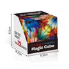 A colorful magnetic magic cube puzzle with a textured surface shown from above.