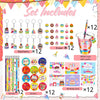 Set includes 12 keychains, 12 erasers, 12 pencils, 400ml cups with covers, and 12 birthday cards.