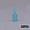 A set of 20 small, light blue glass vials or bottles with a stopper.