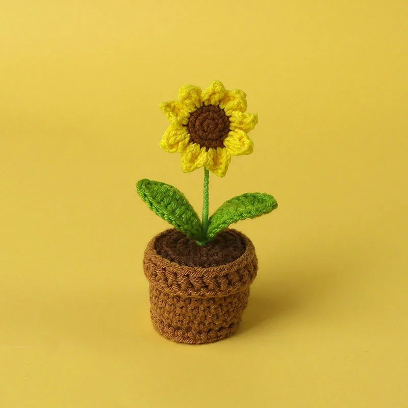 Handmade Crochet Sunflower in Pot