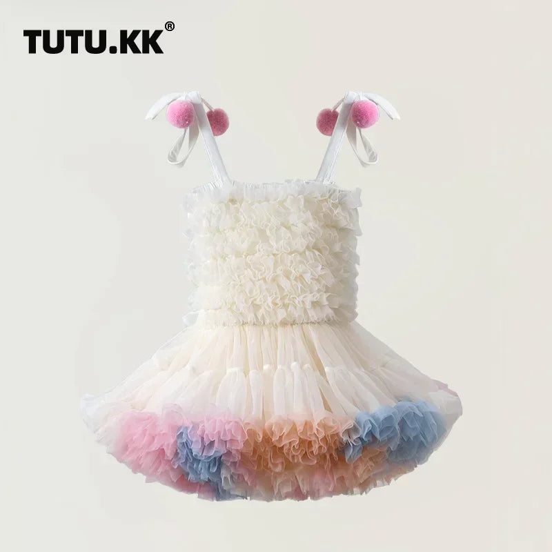 Children's Princess Tutu Dress with Ruffled Ball Gown Design