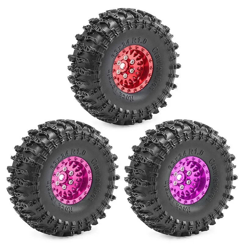 1/18 RC Crawler Metal Beadlock Wheel and Tire Set (4 pcs)