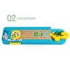 A blue mini frog bowling game set with wooden pins and a yellow bowl for kids