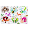 A wooden puzzle set featuring various insects and creatures like a spider, scorpion, bee, dragonfly, ant, butterfly, ladybird