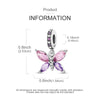 A silver heart charm featuring pink and purple iridescent butterfly accents for bracelets and necklaces.
