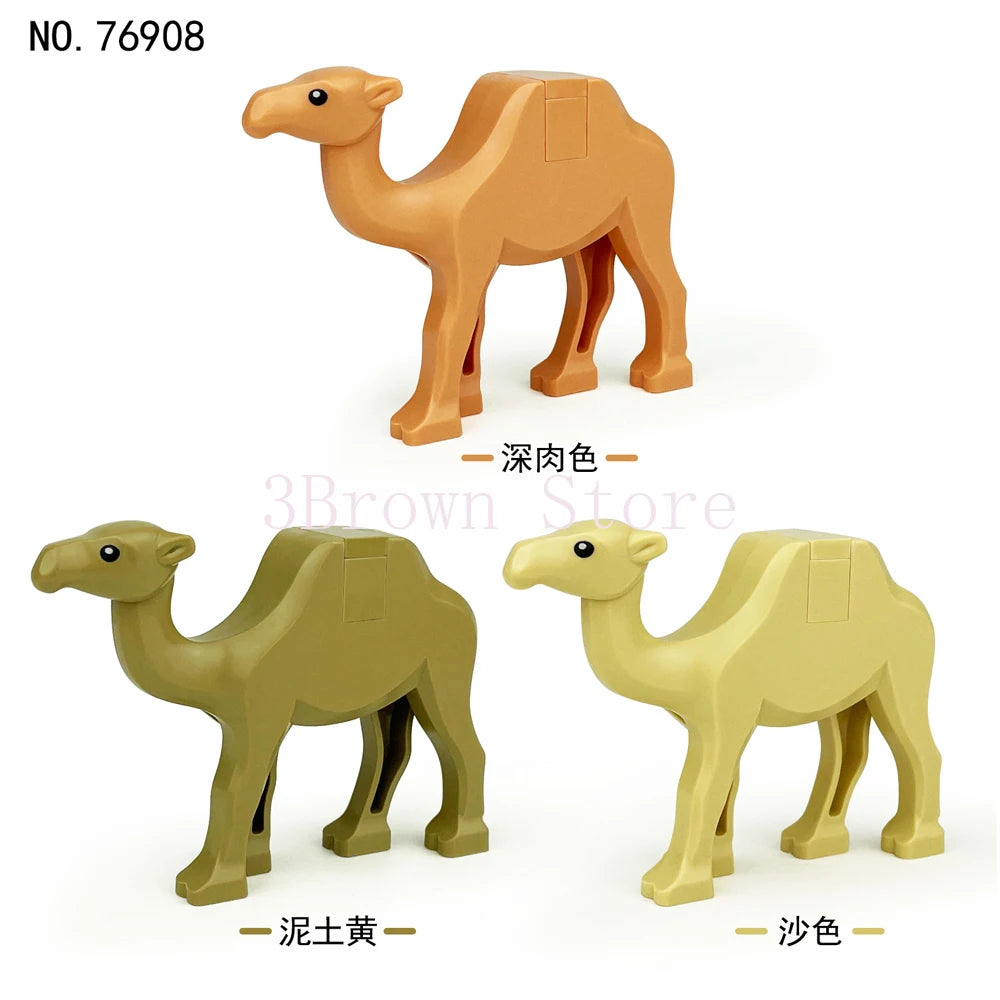 Set of six building blocks depicting different colors and shades of an animal, likely a camel or donkey.