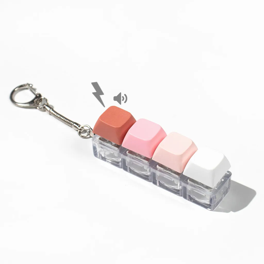 Tactile Keyboard Fidget Keychain with Silent and Click Modes