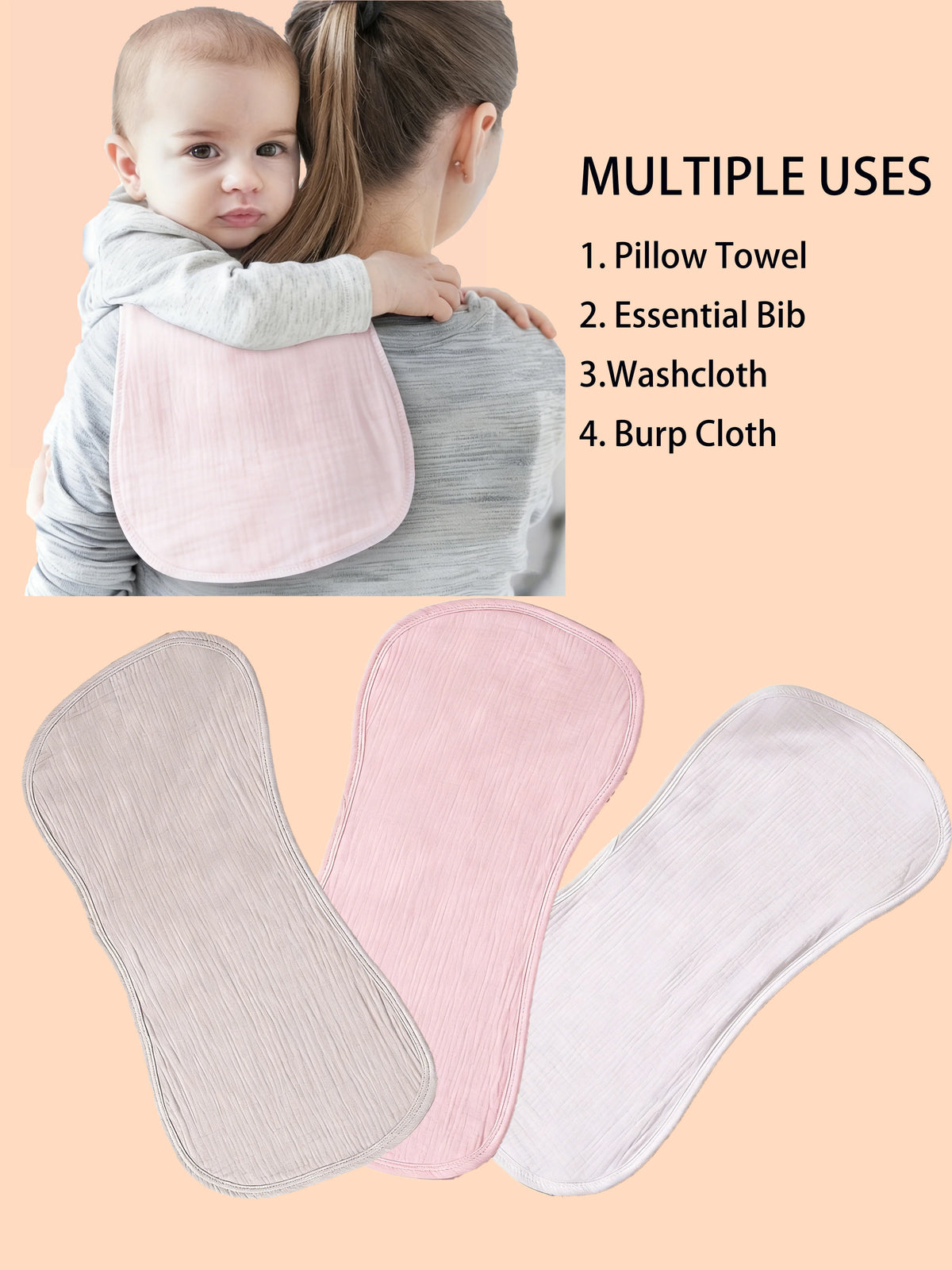 6-Layer Absorbent Baby Burp Cloths (2-Pack)