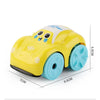 Yellow clockwork amphibious bath toy car with blue wheels and white accents