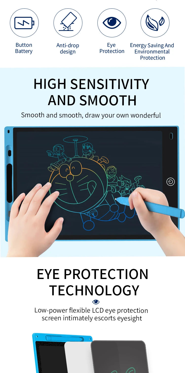 Glare-Free LCD Drawing Tablet with Pressure-Sensitive Stylus