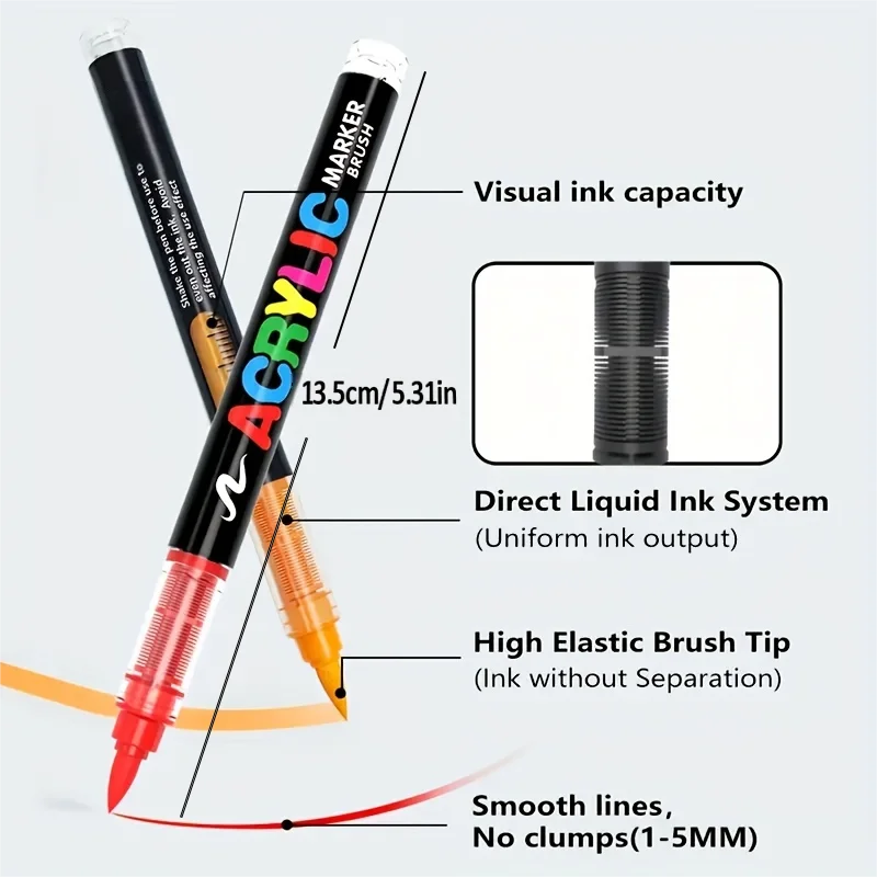 Set Acryl-Malstiftmarker mit verschiedenen Funktionen wie optische Tintekapazität und Direktflüssigtintsystem