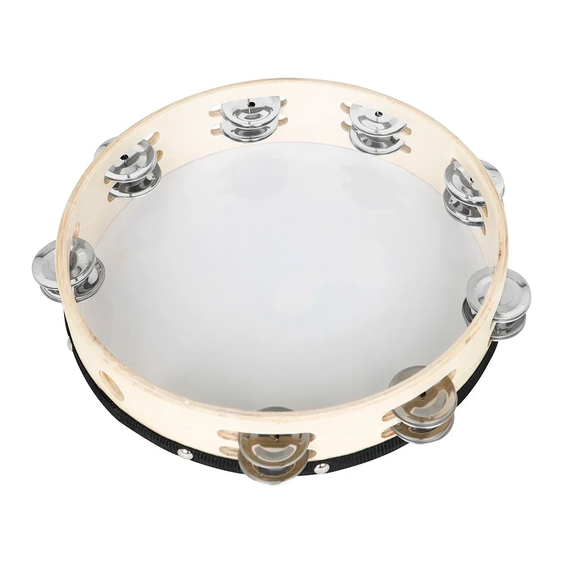 Professional Wooden Tambourine with Double Row Jingles