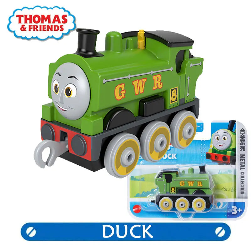 A green GWR train character toy from Thomas & Friends featuring a duck figure.