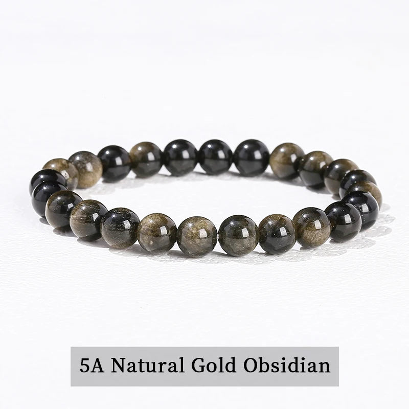 A bracelet made of 5A Natural Gold Obsidian beads.