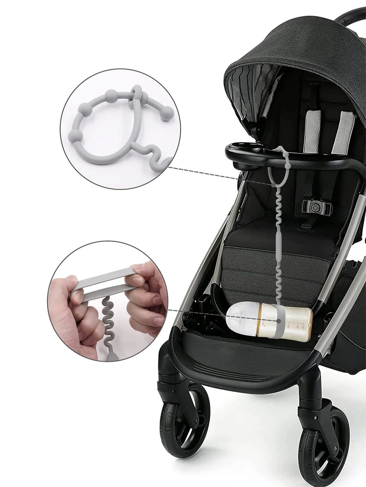 Adjustable Silicone Pacifier Clip with Anti-Drop Chain