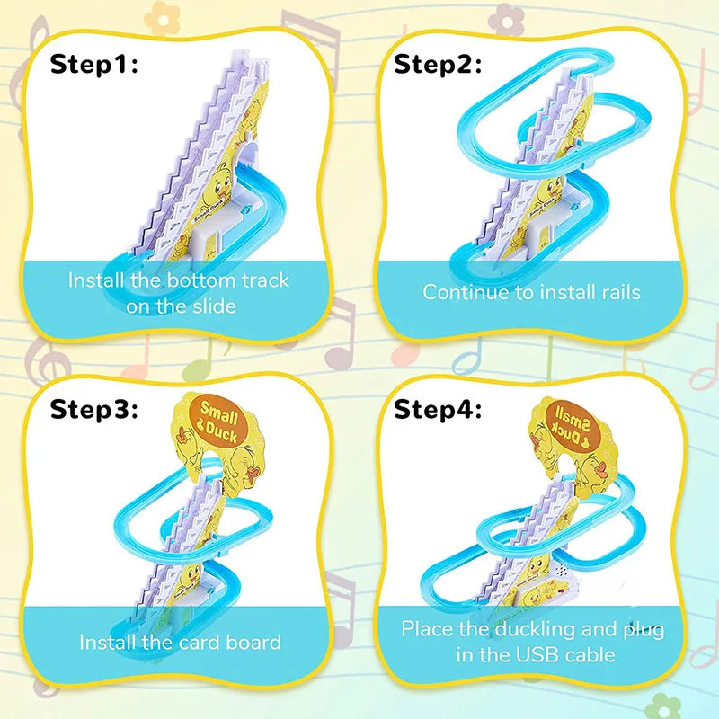 Electric Duck Stair-Climbing Toy with Lights and Music