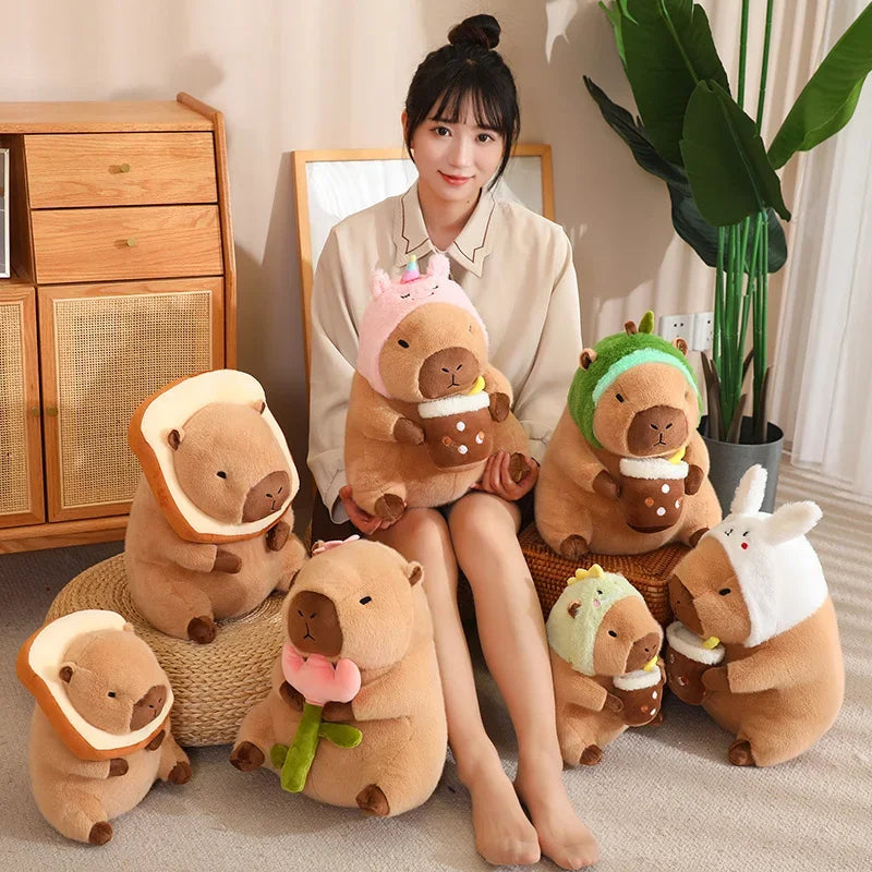 Adorable Capybara Plush Toy with Cute Turtle Backpack