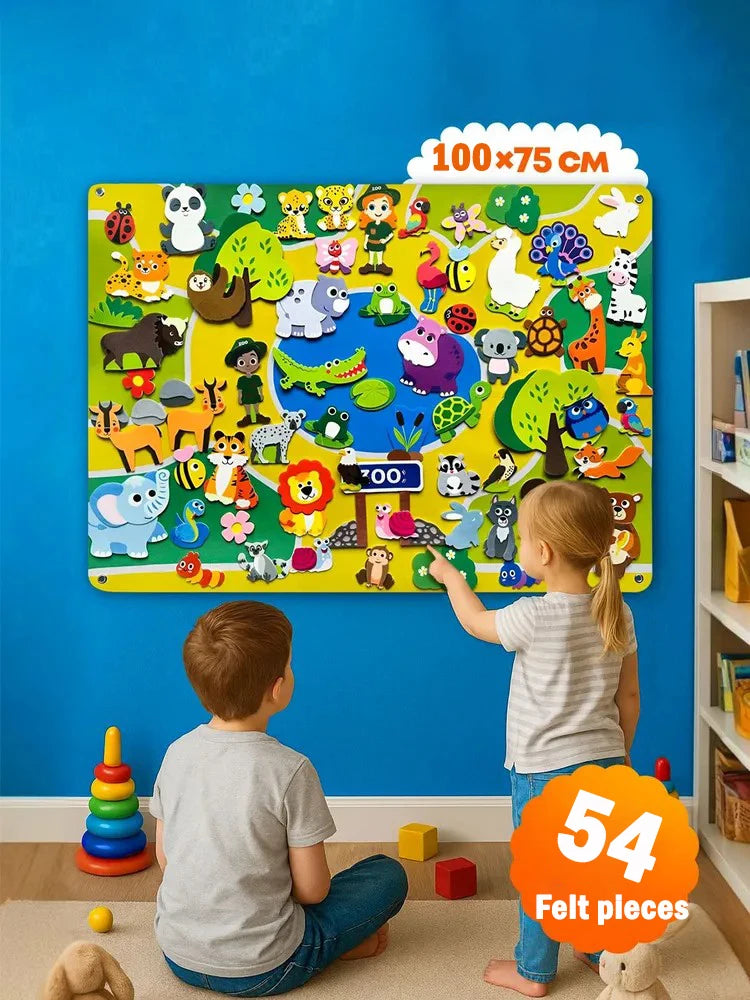 Zoo Animals Felt Board Storytelling Set for Kids