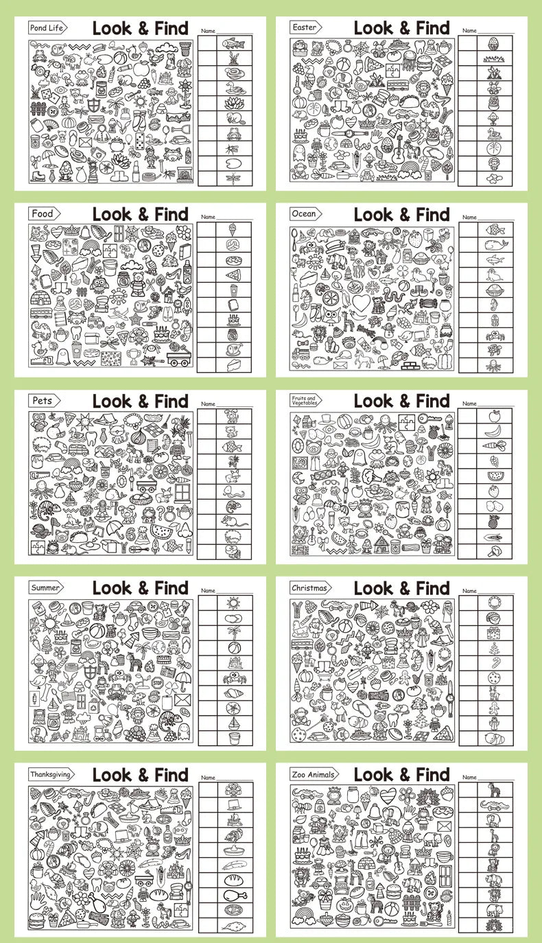 Kids' Seek-and-Find Activity Book – Visual Perception & Handwriting Practice